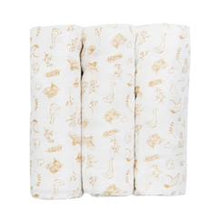 Puériculture-Matelas, accessoires de lange-Lot de 3 langes à motifs pour bébé