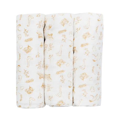 Lot de 3 langes à motifs pour bébé Beige 1 - vertbaudet enfant 