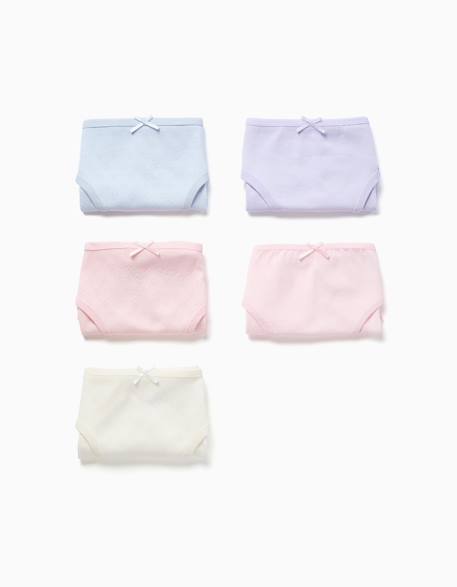Fille-Lot de 5 culottes en coton unies/jacquard