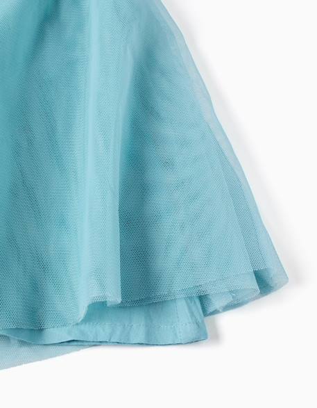 Robe sans manches en tulle à volants et fleurs Bleu clair 4 - vertbaudet enfant 