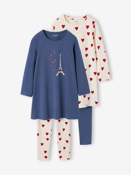 Lot de 2 pyjamas chemises de nuit legging bleu 1 - vertbaudet enfant 