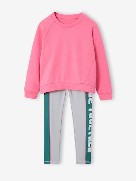 Ensemble legging sweat fille gris chiné 1 - vertbaudet enfant 