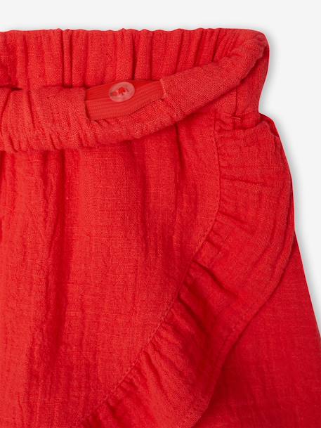 Jupe short fille gaze coton bleu électrique+rouge 8 - vertbaudet enfant 