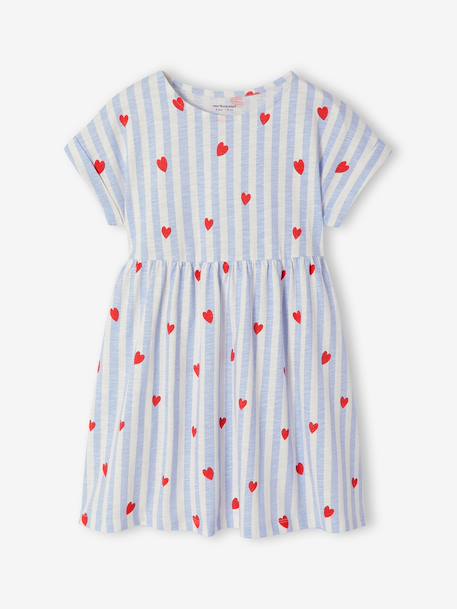 Robe fille jersey confortable rayé bleu+rayé rose 1 - vertbaudet enfant 