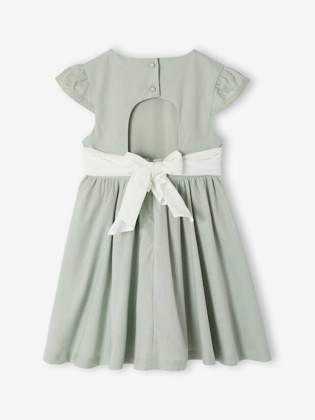 Robe fête patineuse nœud blanc+vert sauge 9 - vertbaudet enfant 