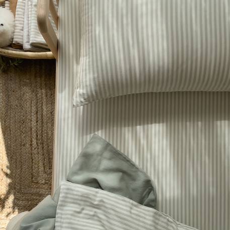 Taie d'oreiller percale de coton bio rayé Rayé ambre+Rayé bleu ardoise+Rayé lin+Rayé peach+Rayé tilleul+Rayé tournesol 25 - vertbaudet enfant 