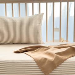 Linge de maison et décoration-Linge de lit bébé-Taie d'oreiller-Taie d'oreiller percale de coton bio rayé