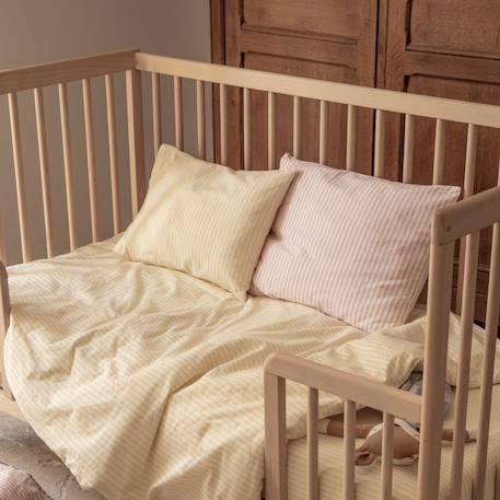 Taie d'oreiller percale de coton bio rayé Rayé ambre+Rayé bleu ardoise+Rayé lin+Rayé peach+Rayé tilleul+Rayé tournesol 35 - vertbaudet enfant 
