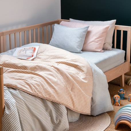 Taie d'oreiller percale de coton bio rayé Rayé ambre+Rayé bleu ardoise+Rayé lin+Rayé peach+Rayé tilleul+Rayé tournesol 9 - vertbaudet enfant 