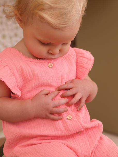 Combinaison bébé fille en gaze de coton rose 8 - vertbaudet enfant 