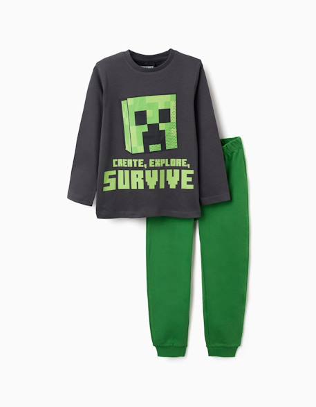 Garçon-Pyjama long en coton avec imprimé minecraft