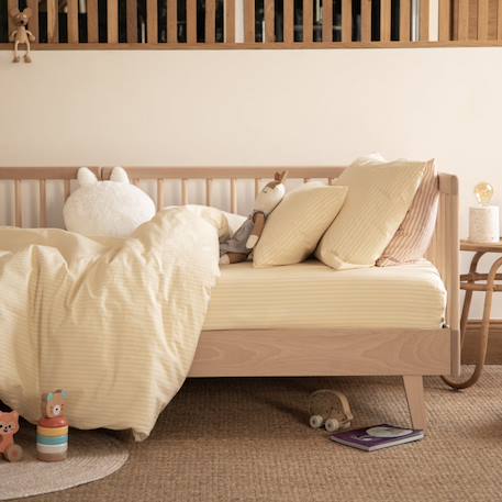 Taie d'oreiller percale de coton bio rayé Rayé ambre+Rayé bleu ardoise+Rayé lin+Rayé peach+Rayé tilleul+Rayé tournesol 33 - vertbaudet enfant 