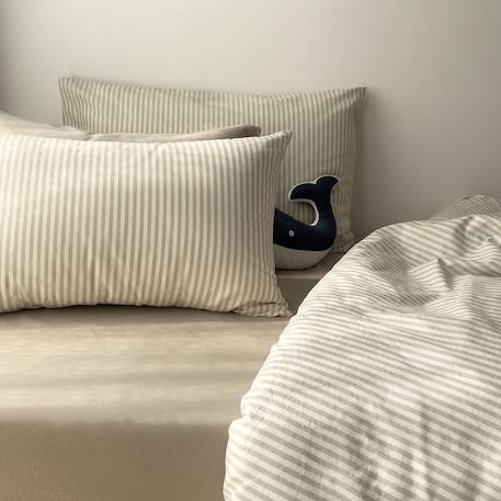 Taie d'oreiller percale de coton bio rayé Rayé ambre+Rayé bleu ardoise+Rayé lin+Rayé peach+Rayé tilleul+Rayé tournesol 14 - vertbaudet enfant 