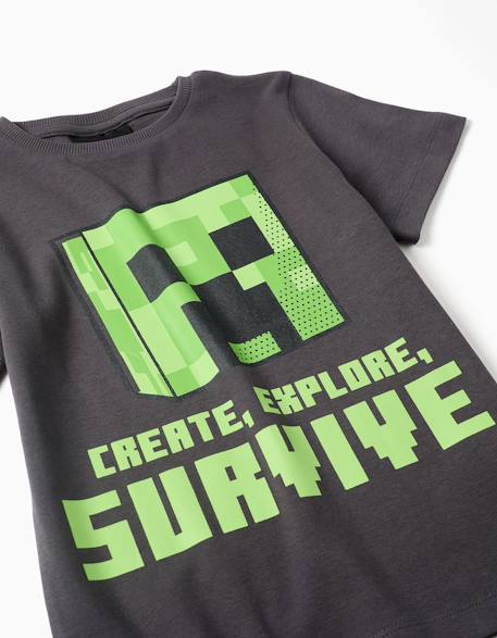 Pyjama court en coton avec imprimé minecraft Gris foncé 3 - vertbaudet enfant 