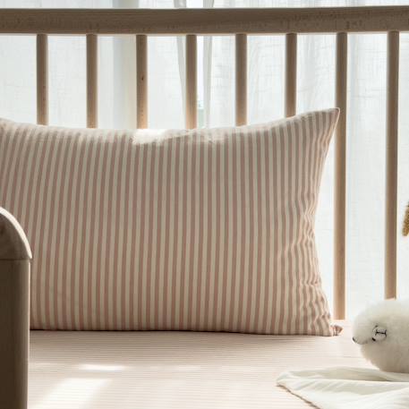 Taie d'oreiller percale de coton bio rayé Rayé ambre+Rayé bleu ardoise+Rayé lin+Rayé peach+Rayé tilleul+Rayé tournesol 19 - vertbaudet enfant 