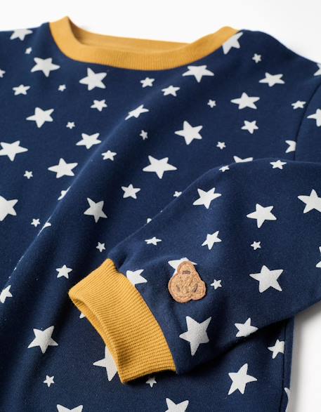 Pyjama long en coton à motif d'étoiles Bleu foncé 3 - vertbaudet enfant 