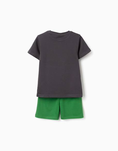 Pyjama court en coton avec imprimé minecraft Gris foncé 2 - vertbaudet enfant 