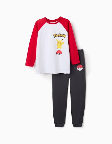 Pyjama long en coton à imprimé pokémon Blanc 1 - vertbaudet enfant 