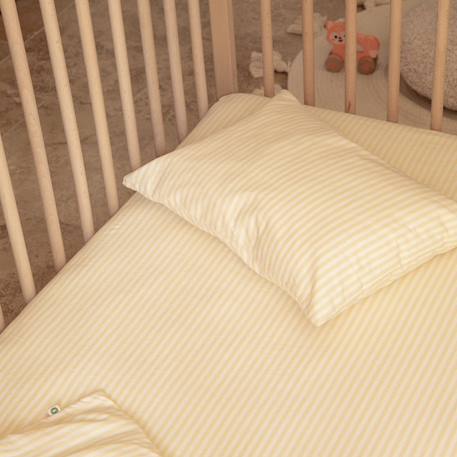 Taie d'oreiller percale de coton bio rayé Rayé ambre+Rayé bleu ardoise+Rayé lin+Rayé peach+Rayé tilleul+Rayé tournesol 31 - vertbaudet enfant 