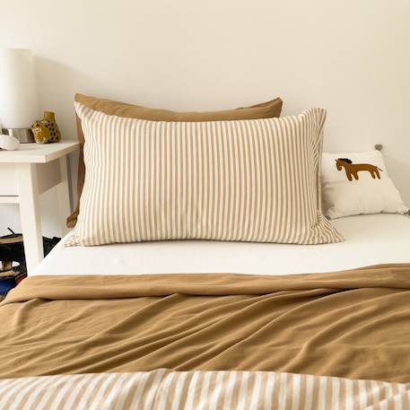 Taie d'oreiller percale de coton bio rayé Rayé ambre+Rayé bleu ardoise+Rayé lin+Rayé peach+Rayé tilleul+Rayé tournesol 2 - vertbaudet enfant 