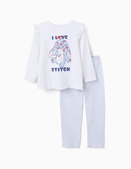 Pyjama long en coton à imprimé stitch Blanc 1 - vertbaudet enfant 