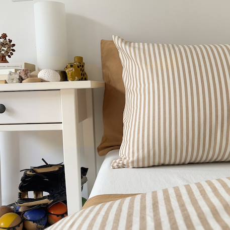 Taie d'oreiller percale de coton bio rayé Rayé ambre+Rayé bleu ardoise+Rayé lin+Rayé peach+Rayé tilleul+Rayé tournesol 4 - vertbaudet enfant 