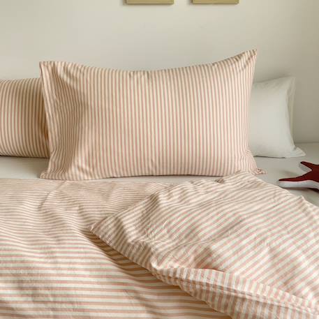 Taie d'oreiller percale de coton bio rayé Rayé ambre+Rayé bleu ardoise+Rayé lin+Rayé peach+Rayé tilleul+Rayé tournesol 20 - vertbaudet enfant 