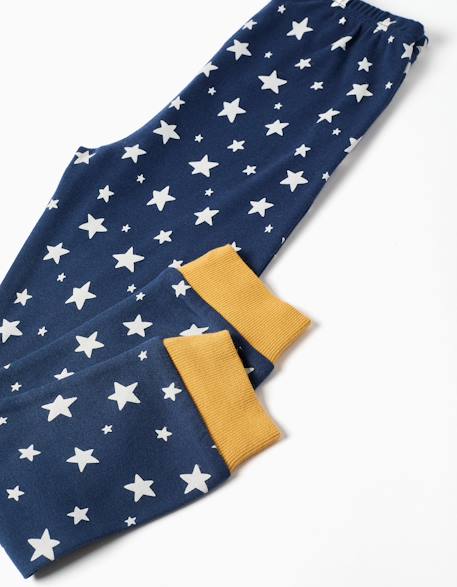 Pyjama long en coton à motif d'étoiles Bleu foncé 4 - vertbaudet enfant 
