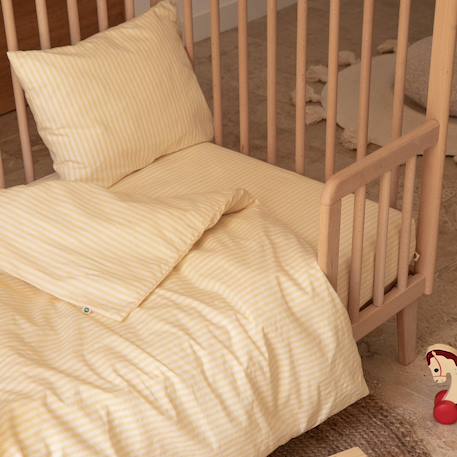 Taie d'oreiller percale de coton bio rayé Rayé ambre+Rayé bleu ardoise+Rayé lin+Rayé peach+Rayé tilleul+Rayé tournesol 36 - vertbaudet enfant 