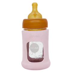 Puériculture-Repas-Biberon en verre avec housse de protection - pink - 150 ml