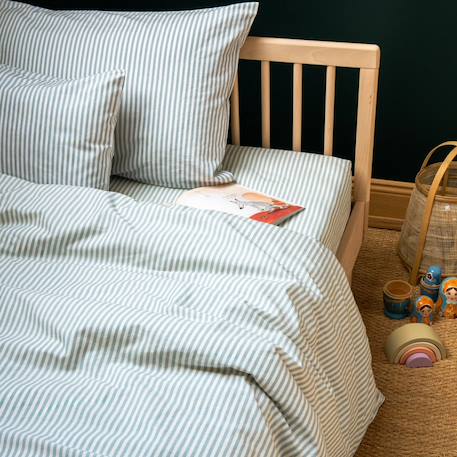 Taie d'oreiller percale de coton bio rayé Rayé ambre+Rayé bleu ardoise+Rayé lin+Rayé peach+Rayé tilleul+Rayé tournesol 11 - vertbaudet enfant 