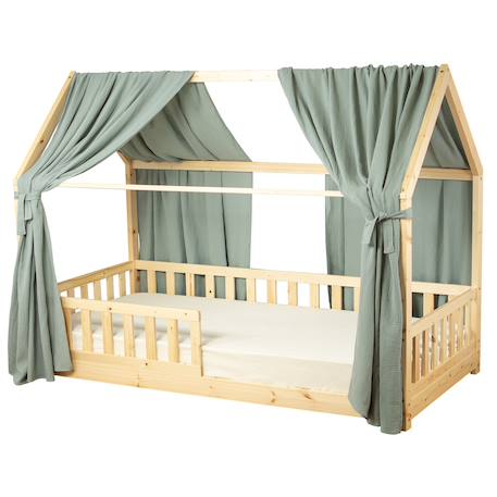 Ciel de lit cabane en gaze de coton duo 420 cm Beige+Blanc+Bleu+Camel+Écru+Gris+Marron+Pêche+Rose+Terracotta+Vert 53 - vertbaudet enfant 