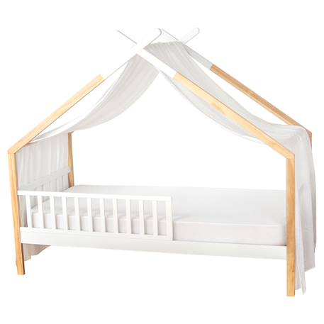 Ciel de lit cabane toile en double gaze pois dorés 420 x 130 cm Blanc à pois or+Camel à pois or 2 - vertbaudet enfant 