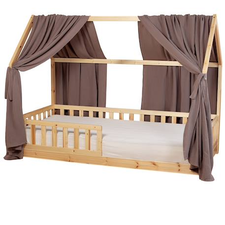 Ciel de lit cabane en gaze de coton duo 390 cm Beige+Blanc+Bleu+Camel+Écru+Gris+Marron+Pêche+Rose+Terracotta+Vert 35 - vertbaudet enfant 