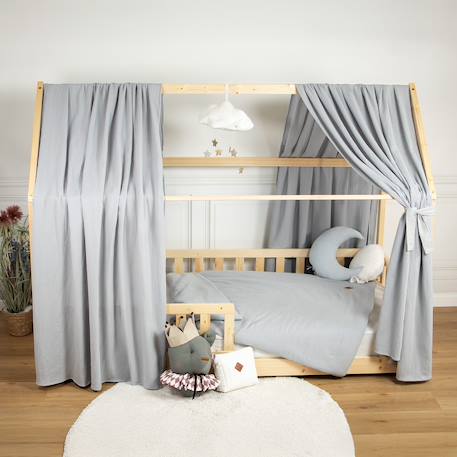Ciel de lit cabane en gaze de coton solo 360 cm Beige+Blanc+Bleu+Camel+Écru+Gris+Imprimé coeurs+Marron+Pêche+Rose+Terracotta+Vert de gris 23 - vertbaudet enfant 
