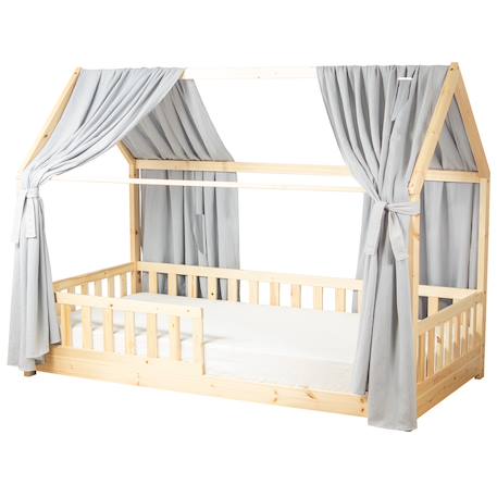Ciel de lit cabane en gaze de coton duo 390 cm Beige+Blanc+Bleu+Camel+Écru+Gris+Marron+Pêche+Rose+Terracotta+Vert 30 - vertbaudet enfant 