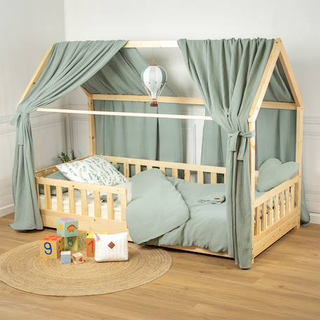 Ciel de lit cabane en gaze de coton duo 330 cm Beige+Blanc+Bleu+Camel+Écru+Gris+Marron+Rose+Terracotta+Vert 49 - vertbaudet enfant 