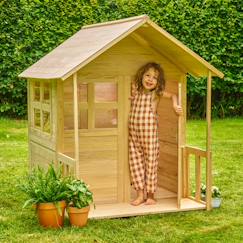 Maisonnette avec plancher et véranda bouton d'or cottage bois fsc®  - vertbaudet enfant