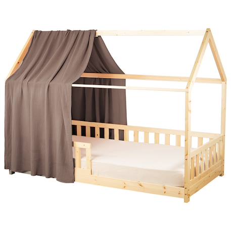 Ciel de lit cabane en gaze de coton solo 330 cm Beige+Blanc+Bleu+Camel+Écru+Gris+Imprimé coeurs+Marron+Pêche+Rose+Terracotta+Vert de gris 32 - vertbaudet enfant 