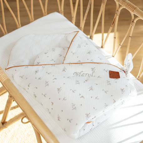 Couverture d'emmaillotage en gaze de coton melody Melody, blanc imprimé minimaliste 3 - vertbaudet enfant 