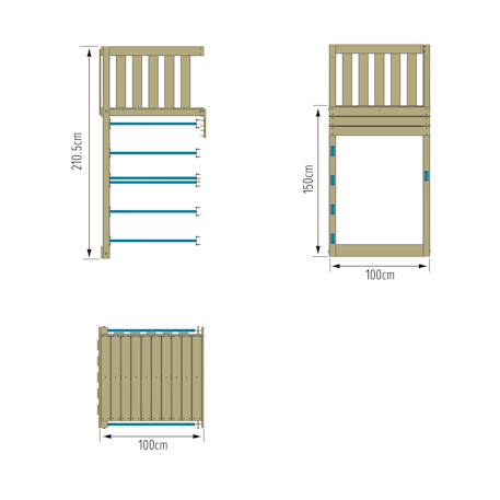 Plateforme avec échelle skywood bois h150cm Marron - bleu - vert 4 - vertbaudet enfant 