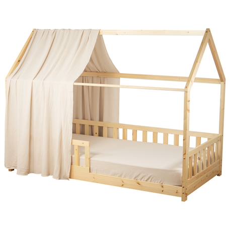 Ciel de lit cabane en gaze de coton solo 330 cm Beige+Blanc+Bleu+Camel+Écru+Gris+Imprimé coeurs+Marron+Pêche+Rose+Terracotta+Vert de gris 2 - vertbaudet enfant 