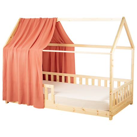 Ciel de lit cabane en gaze de coton solo 330 cm Beige+Blanc+Bleu+Camel+Écru+Gris+Imprimé coeurs+Marron+Pêche+Rose+Terracotta+Vert de gris 43 - vertbaudet enfant 