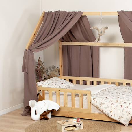 Ciel de lit cabane en gaze de coton solo 330 cm Beige+Blanc+Bleu+Camel+Écru+Gris+Imprimé coeurs+Marron+Pêche+Rose+Terracotta+Vert de gris 31 - vertbaudet enfant 