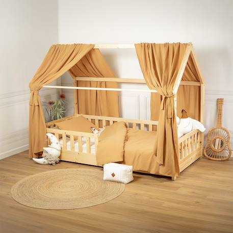 Ciel de lit cabane en gaze de coton duo 390 cm Beige+Blanc+Bleu+Camel+Écru+Gris+Marron+Pêche+Rose+Terracotta+Vert 17 - vertbaudet enfant 