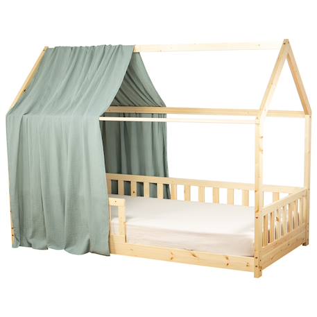 Ciel de lit cabane en gaze de coton solo 330 cm Beige+Blanc+Bleu+Camel+Écru+Gris+Imprimé coeurs+Marron+Pêche+Rose+Terracotta+Vert de gris 48 - vertbaudet enfant 