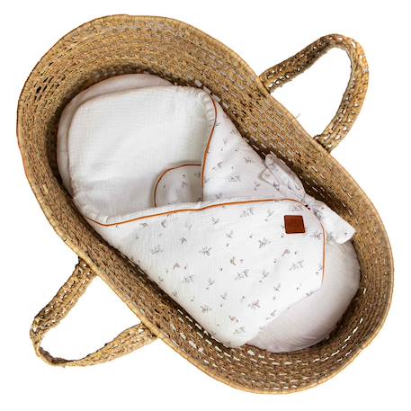 Couverture d'emmaillotage en gaze de coton melody Melody, blanc imprimé minimaliste 1 - vertbaudet enfant 