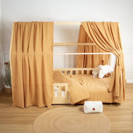 Ciel de lit cabane en gaze de coton solo 360 cm Beige+Blanc+Bleu+Camel+Écru+Gris+Imprimé coeurs+Marron+Pêche+Rose+Terracotta+Vert de gris 12 - vertbaudet enfant 