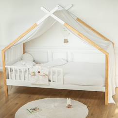 Linge de maison et décoration-Décoration-Ciel de lit cabane toile en double gaze pois dorés 420 x 130 cm
