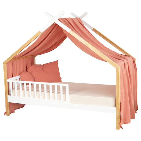 Ciel de lit cabane toile en gaze de coton jeanne 420 x 130 cm Beige+Blanc+Bleu+Camel+Écru+Gris clair+Marron+Rose+Terracotta+Vert de gris 29 - vertbaudet enfant 
